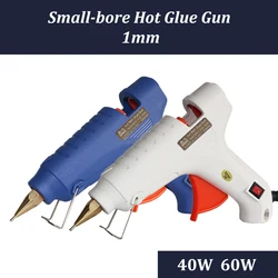 Pistolet à colle thermofusible 40W 60W, prise EU AU US UK, buse en cuivre pur à petit alésage de 1mm avec interrupteur marche/arrêt 11mm bâtons à colle 2 pièces 5 pièces