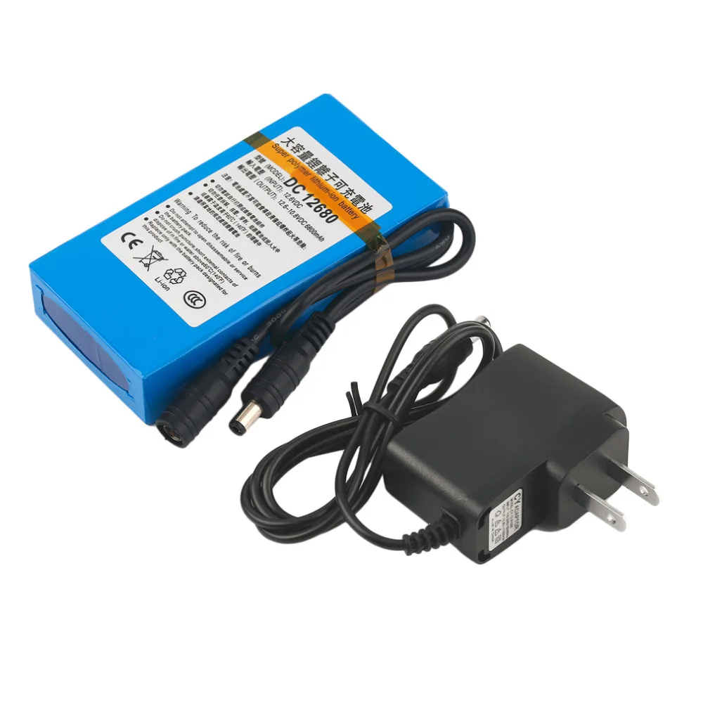 DC 12V Battery Pack 6800mAh 12.6V Rechargeable Lithium Battery Pack for Street Light Instrument LED Light Standby Power