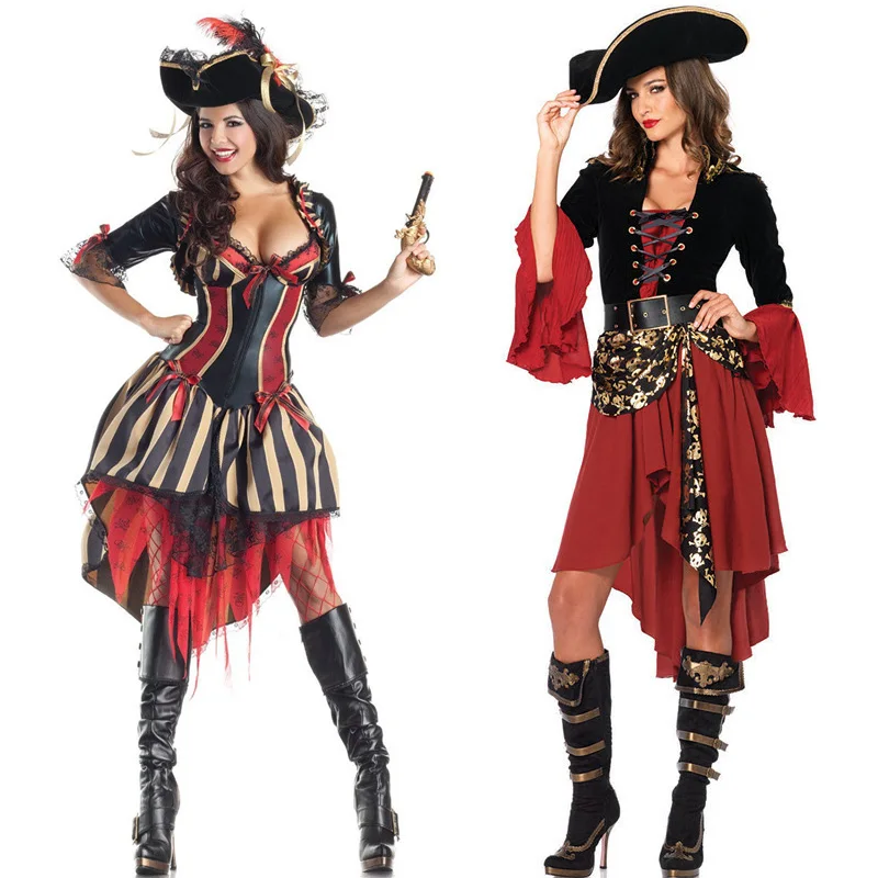 

M-3XL Plus Size Adult Women Pirate Cosplay Fancy Dress Halloween Hen Party Carnival Fantasia Pirate Fancy Dress