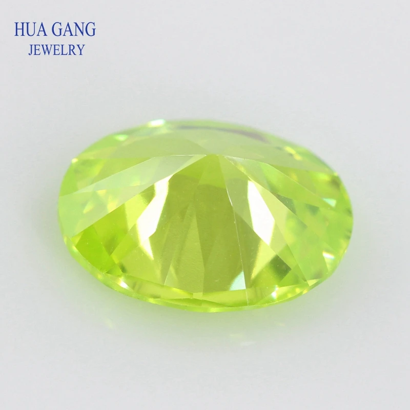 Size 2x3~15x20mm Oval Shape Cut 5A Apple Green CZ Stone Synthetic Gems Cubic Zirconia For Jewelry Wholesale