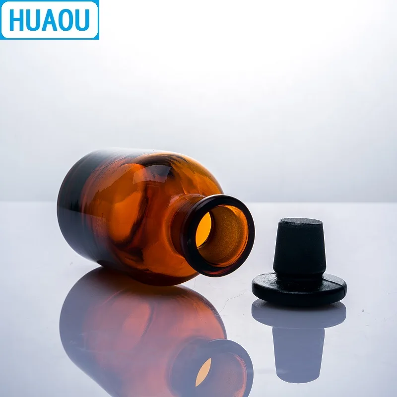 HUAOU 30mL Narrow Mouth Reagent Bottle Brown Amber Glass with Ground in Glass Stopper Laboratory Chemistry Equipment