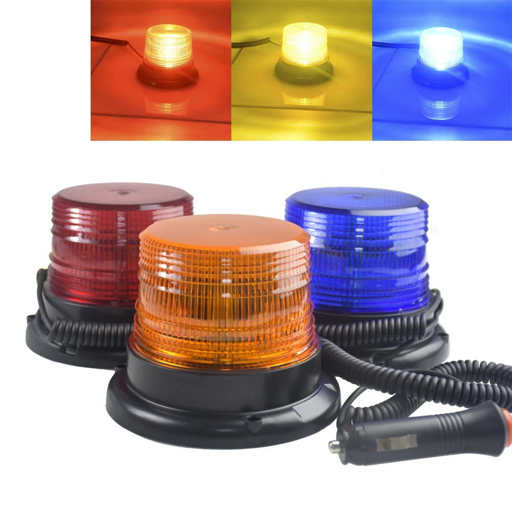 DC 12V-80V Strobe Car Cargo Truck Carrying a Circular Signal Magnetic Ceiling Warning Police Lights One kind of strobe 3 color