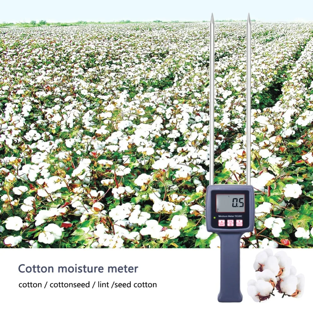 Yieryi Professional 7-40% TK100C Digital Cotton Seed-cotton Moisture Meter Digital Tester Hygrometer Humidity Tool