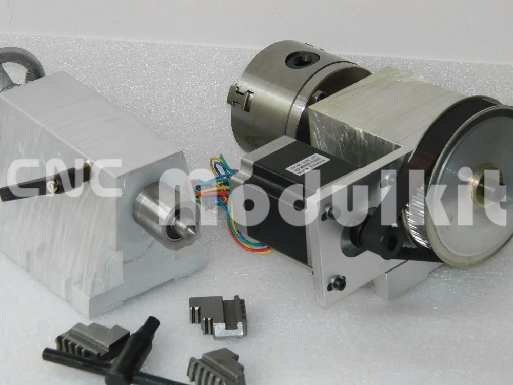 Rotary Axis 4 Axis CNC Dividing Head With Tailstock  For CNC Engraving Machine Three - Jaw Chuck By CNC Modulkit