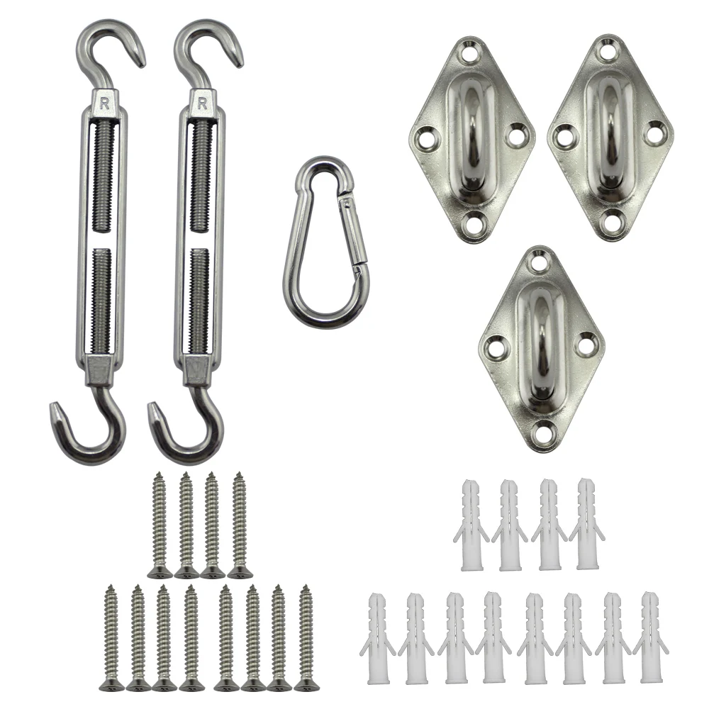 M6 Stainless Triangle Shade Sail Kits or 3 Corners Shade Sail Hardware Kits 2 Sets