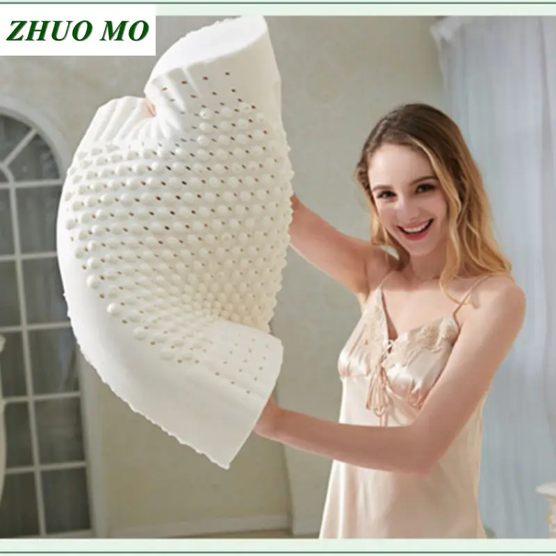 

ZHUO MO-Natural Latex Pillow, Sleeping Bedding, Cervical Massage, Health Neck, Bonded Head Care, Memory Pillow, 60x40cm