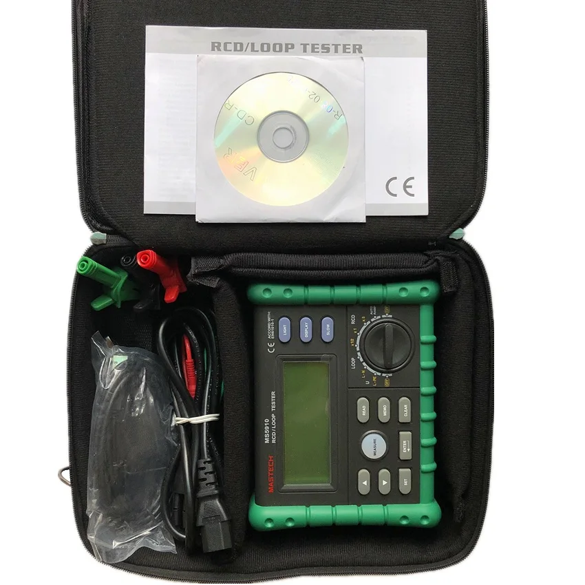 MASTECH MS5910 GFCI Tester Circuit Trip-out Current / Time Test RCD Loop Resistance Tester with USB Interface