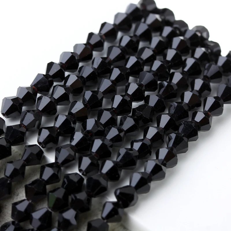 4mm Black Glass Crystals Loose Faceted Bicone Beads For DIY Bracelet Necklace Jewelry Making 1100pcs/lot