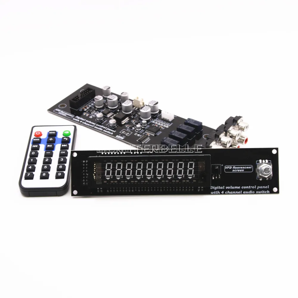 CS3310 Remote Preamplifier Board With VFD Display 4-way Input HiFi Preamp Remote Control Digital Volume Control Board