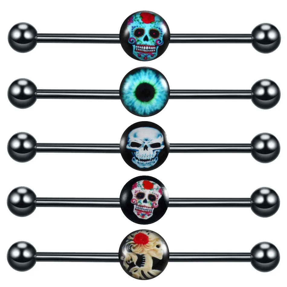 1PC Steel 38mm Bar Industrial Barbell Piercings CZ Top Removable Scaffold Hielix Tragus Earring Cartilage Body Piercing Jewelry