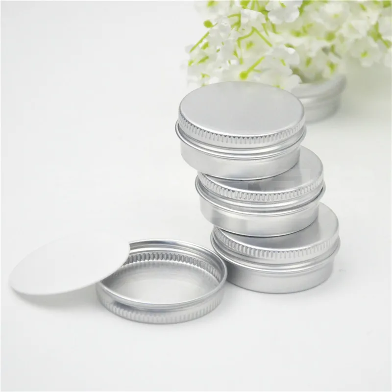 100pcs/lot 15g aluminium jars cream jars with screw lid,cosmetic case jar,15ml aluminum tins, aluminum lip balm container zkh101