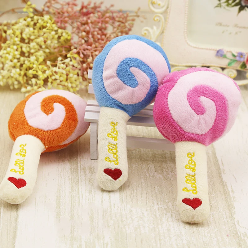 1PC Cute Lollipop Dog Toys Pet Puppy Chew Squeaker Squeak Plush Sound Toy For Small Pet Dogs Cats Chihuahua Pet Products