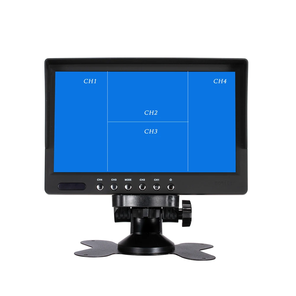 Pantalla de visualización cuádruple de 7 pulgadas, Monitor de TFT-LED CCTV con carcasa de Metal, cubierta de agua para PC, Monitor Multimedia, microscopio aplicable