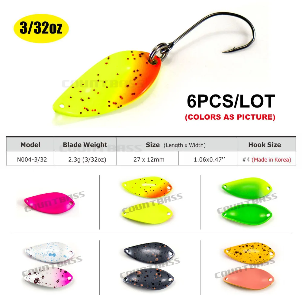 

COUNTBASS Brass Casting Spoon With Korean Single Hook, Trout Fishing Lures Size 27x12mm, 2.3g 3/32oz