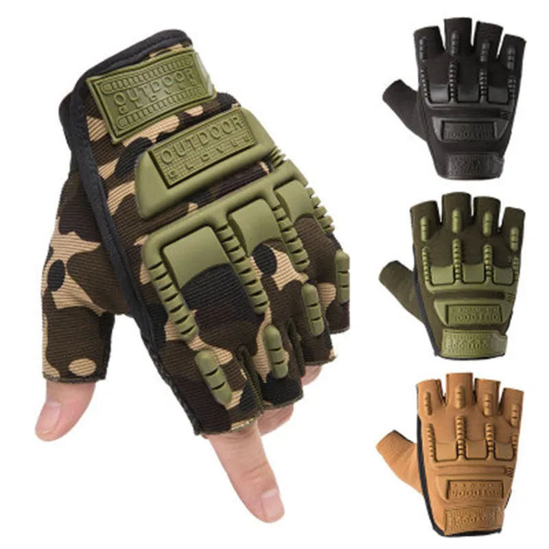 Tactical Soft Rubber Protective Pad Gloves Men\'s Army Military Combat Hunting Shooting Airsoft Paintball Police Half Fingerless