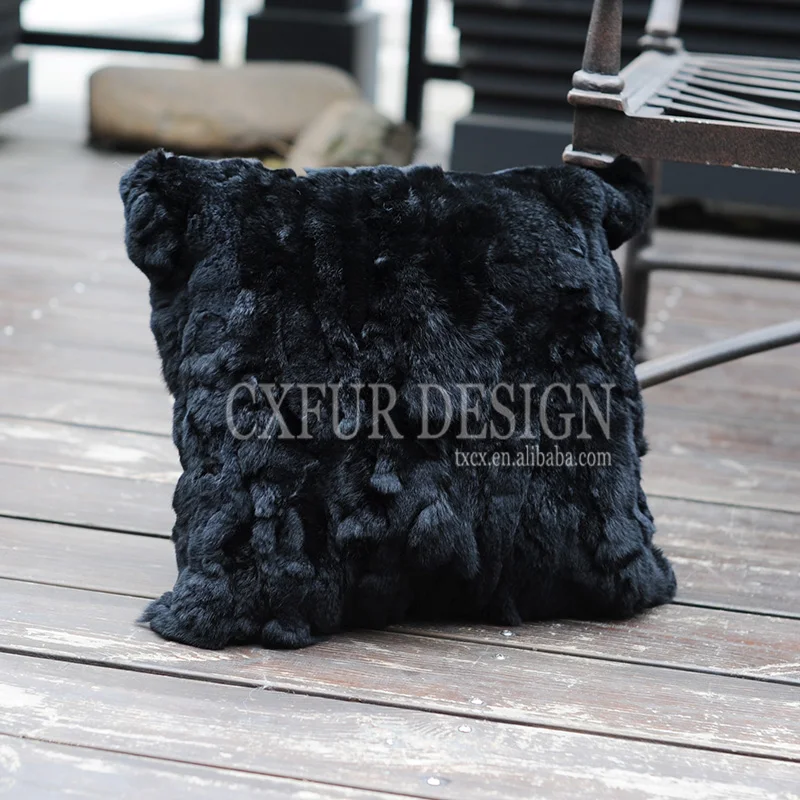 

Free Shipping CX-D-27H Home Decora Sofa Cushion Cover Patchwork Rex Rabbit Fur Cushion