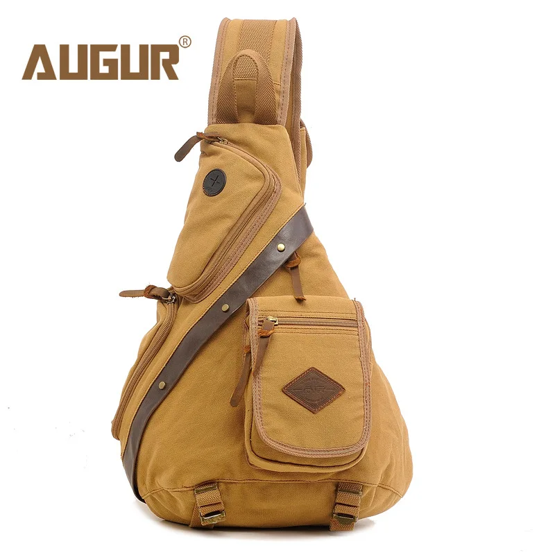 AUGUR Hot Sale Men Chest Back Pack Bag vintage Satchel Single Shoulder Bag Canvas Man Rucksack Knapack Bolsas Male