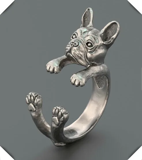 French bulldog Ring free size hippie animal bulldog Ring jewelry for pet lovers