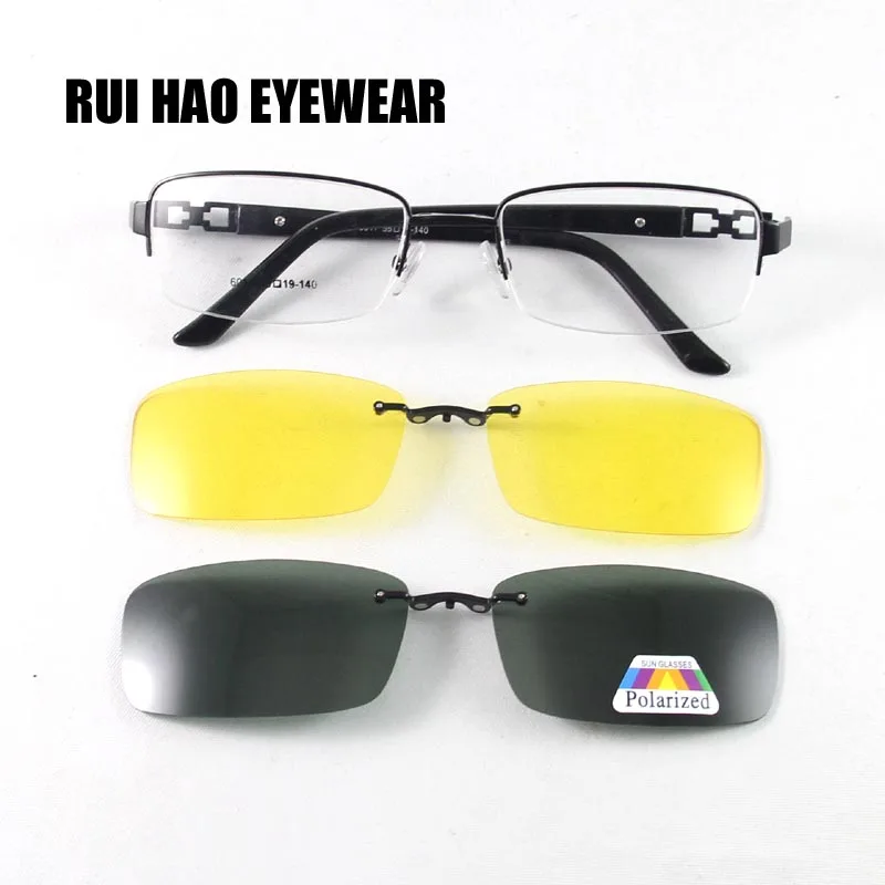 Large Eyeglasses Frame Magnetic Clip on Sunglasses Optical Spectacles Men Prescription Glasses Frames Yellow Sunglasses Clip