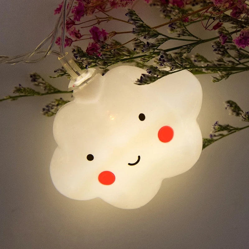 LED White Cloud String Fairy Night Lights For Children\'s Kids Bedroom Garland Wedding Christmas Decoration Battery Operated