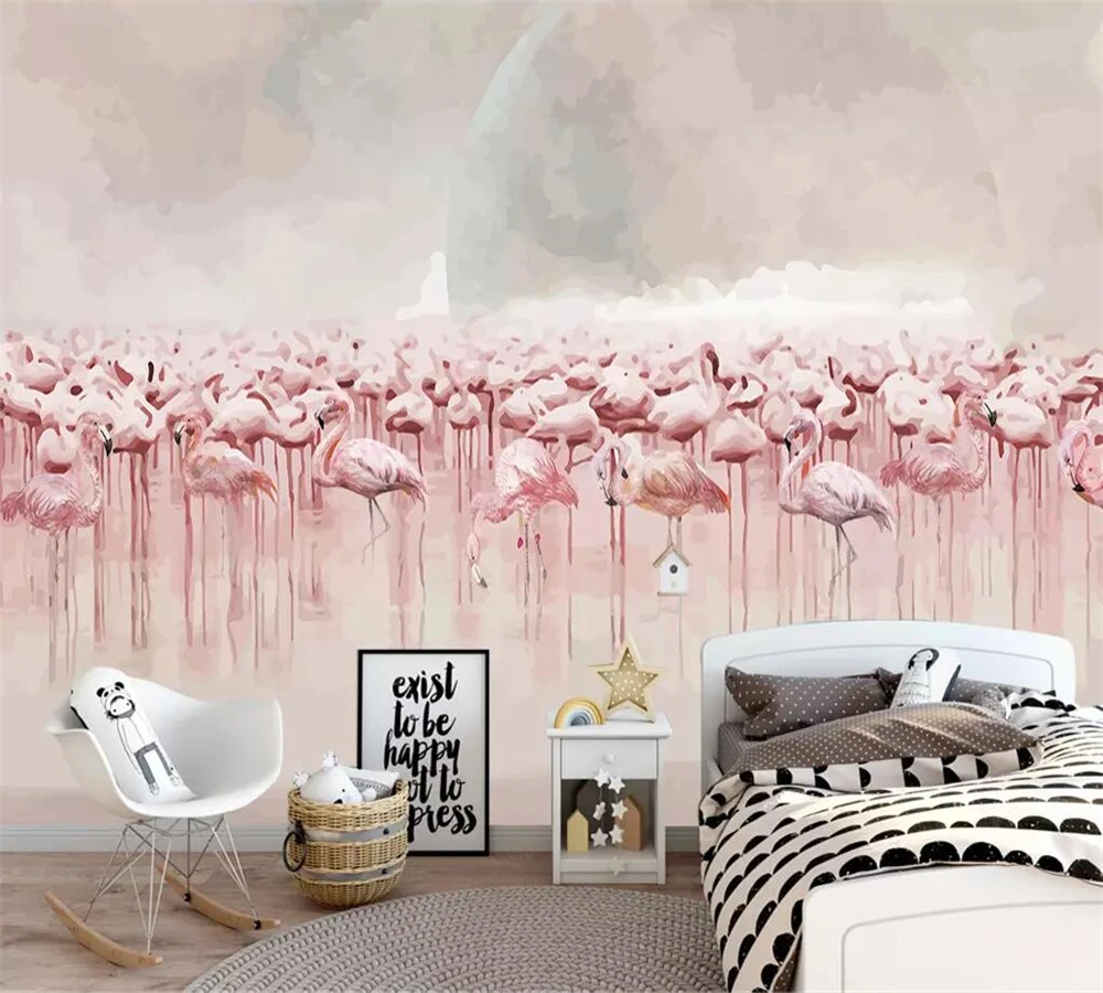 beibehang Custom wallpaper 3d mural Nordic simple flames fire sea flamingo background wall papers home decor 3d papel de parede