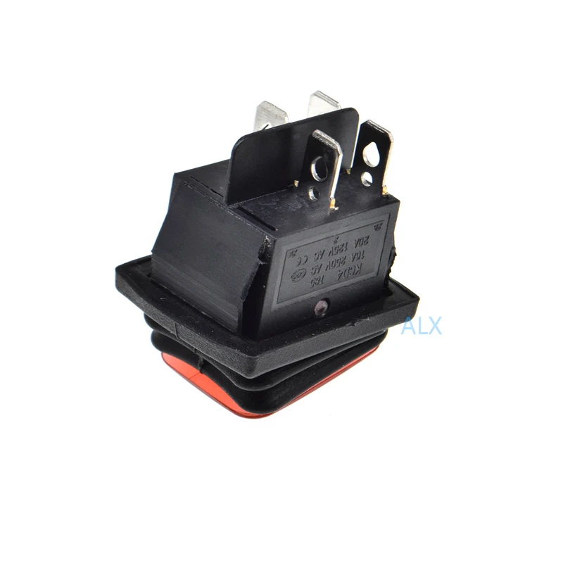 Waterproof kCD KCD4-2X1N 4PIN red Push Button with light rocker Switch ON/OFF   power switches 16A/250V 20A/125V 21.5x26MM