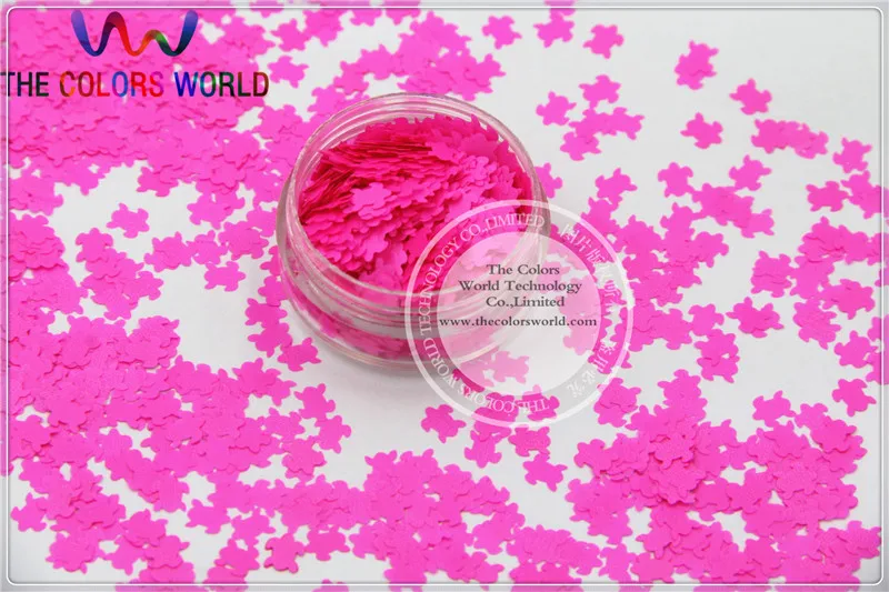 Solvent Resistant  Neon Rose -Carmine Color Turtle Animal  Shape Glitter  for Nail Polish and DIY decoration 1Pack =50g