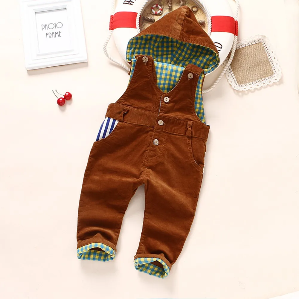 9m-4Years Baby Rompers Spring Winter Boys Girls Overalls Corduroy Hooded Jumpsuit Kids Overalls Children Clothing Blue Red