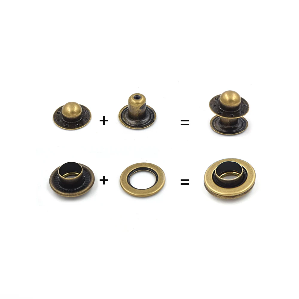 20sets New copper material Buttons EU environmental non-toxic buttons Brass Eyelets Rivets Snaps Down button Metal eyelets