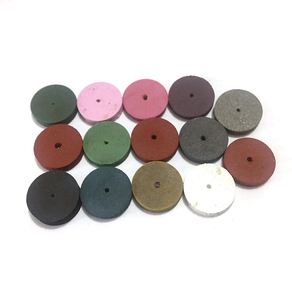 10PCS Flat Rubber Wheel Mixed Color Diamond Coarse Polish Round Abrasive Tool Accessories for Dremel Rotary Tools 15mmX3mm