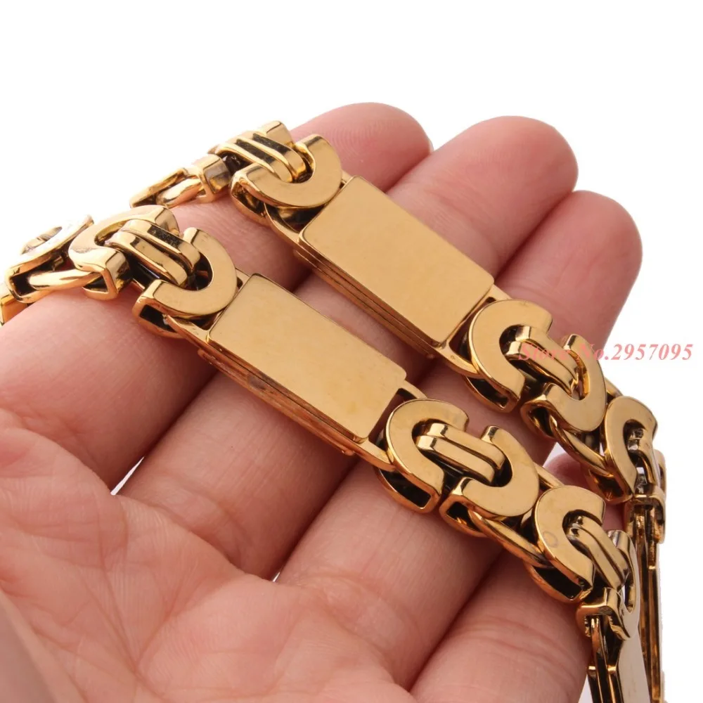 6/8/11mm Mens Boys Chain Byzantine Box Chain Stainless Steel Necklace Gold Colors Necklace Gift Jewelry