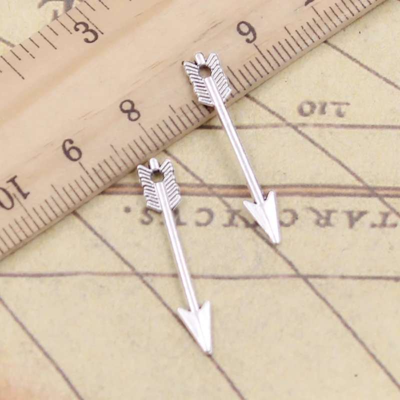 

30pcs Charms Arrow 30x5mm Tibetan Bronze Silver Color Pendants Antique Jewelry Making DIY Handmade Craft