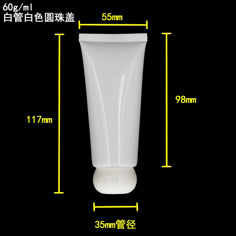 

50pcs wholesale 2 ounce white color soft Tube, empty 60G white Cream Tube with white lid ,60 ml plastic eye cream container