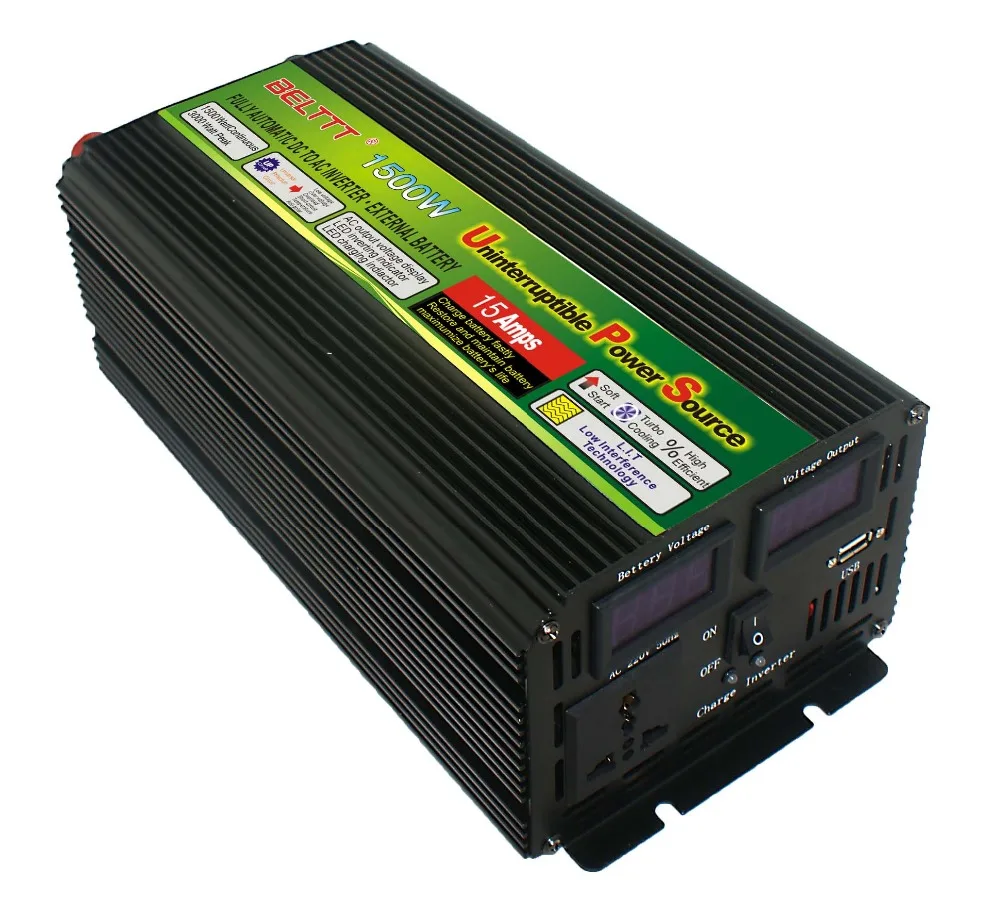 Free shipping cost DC12V to AC 220V 1500Watt UPS Inverter With AC Charger from China Fatctory