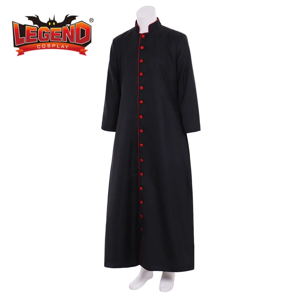 Roman black Cassock Cosplay Costume Adult Medieval Clergy Robe Cassock robe custom made