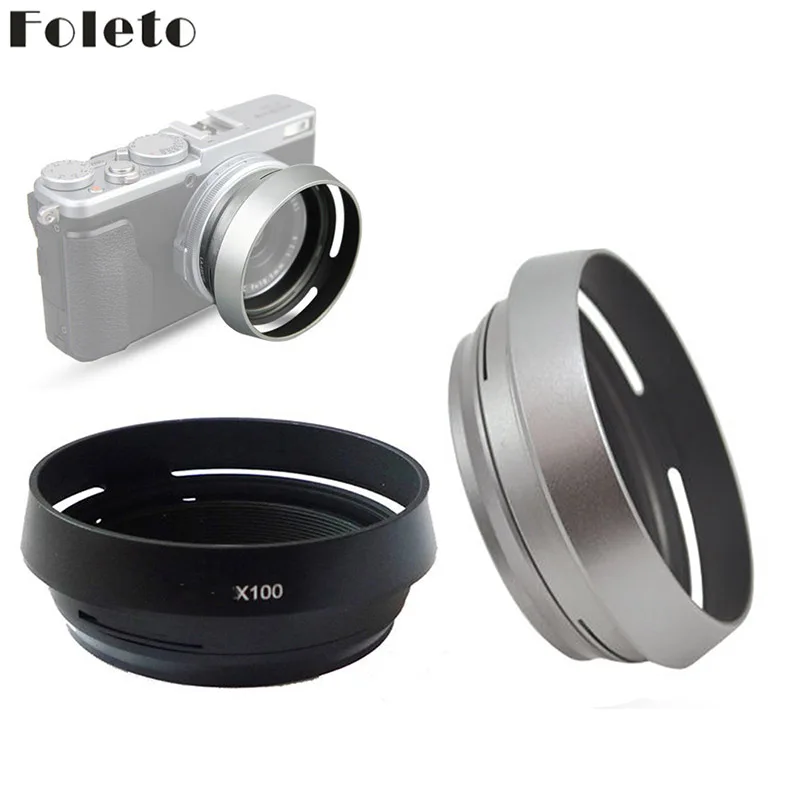 

Foleto Metal Lens Hood Shade + 49mm Adapter Ring for Fujifilm X100F X70 X100T X100S LH-X100 Back Silver LA-49 X100