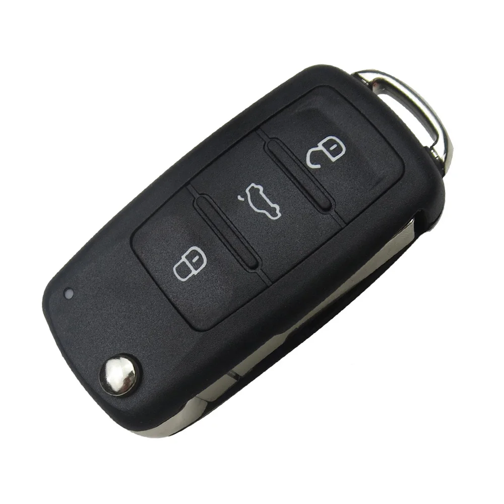 OkeyTech 3BT Remote Flip key 434MHz ID48 Chip for VW Volkswagen GOLF PASSAT Tiguan Polo Jetta Beetle Skoda Seat Car 5K0837202AD