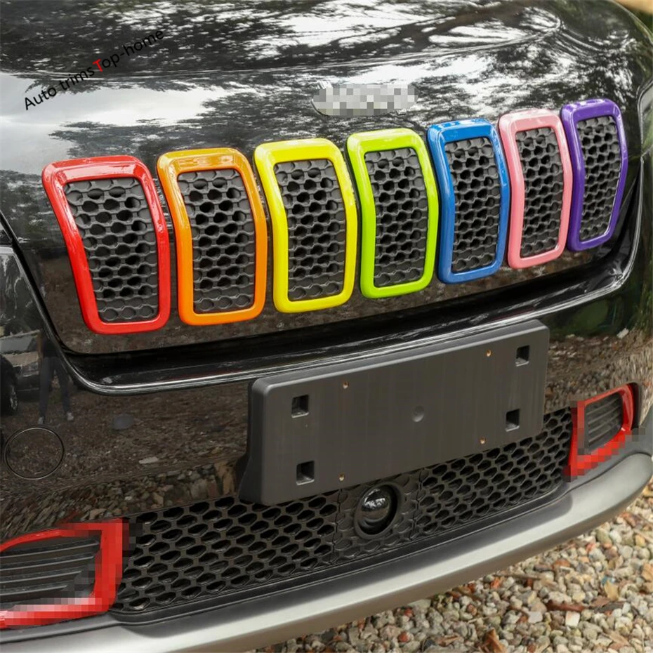 

Yimaautotrims Front Head Grille Grill Ring Styling Cover Kit Fit For Jeep Cherokee 2019ABS Exterior Colorful / Black / Red Look