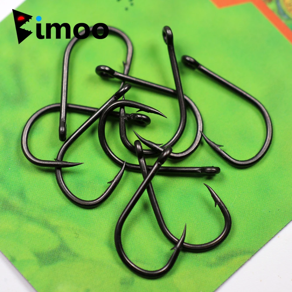 Bimoo 100pcs #2 #4 #6 #8 Coated Beaked Tip Sharp Carp Fishing Hooks High Quality Non Reflective Dark Black Carp Hook