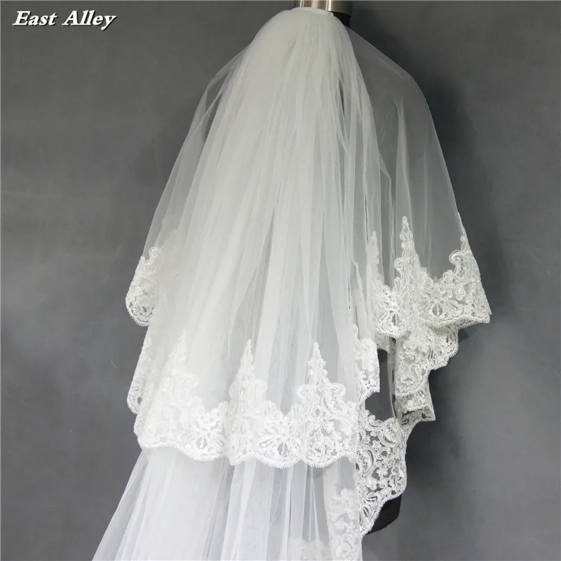 ยาว 300 ซม.กว้าง 250 ซม.สีขาว/งาช้างเจ้าสาวลูกไม้แต่งงาน Wedding Veil กับหวี