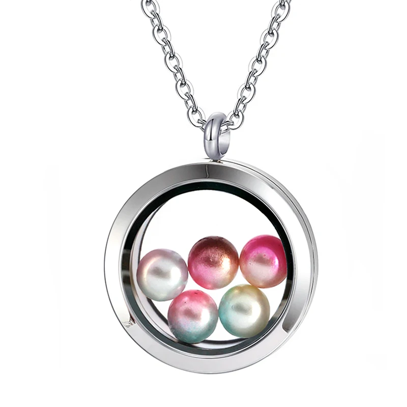 Twist Waterproof Stainless Steel Floating Charm Locket for 8mm Beads Women Living Memory Pendant Glass Locket