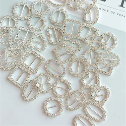 10pcs/lot Heart Round Square Oval Rhinestone Buckles for Hair DIY Jewelry Accessories Wedding Card Ribbon Decorative Buckles