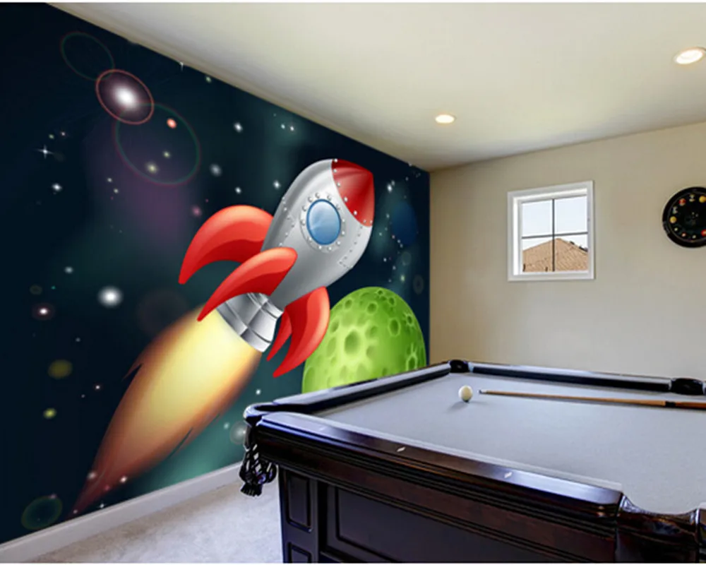 

Custom children's wallpaper,Cartoon Rocket,3D cartoon wallpaper for living room bedroom sofa background waterproof PVC wallpaper