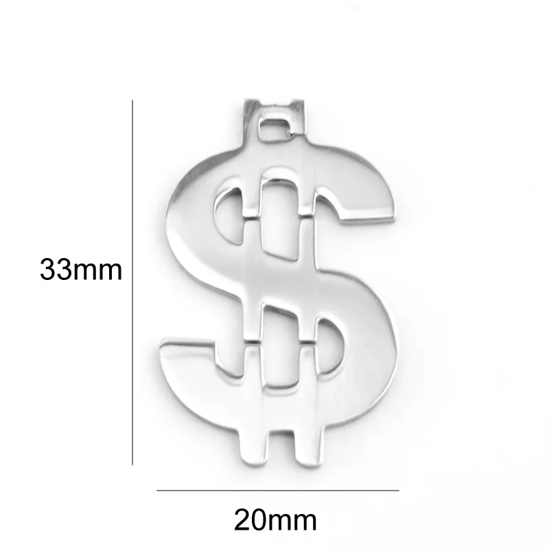 50pcs high polish US dollar necklace tag 0.79x1.3 inch DIY charms Pendant stainless steel Necklace Pendants wholesale