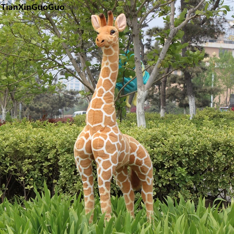 simulation giraffe large 140cm standing giraffe plush toy soft doll birthday gift s0470