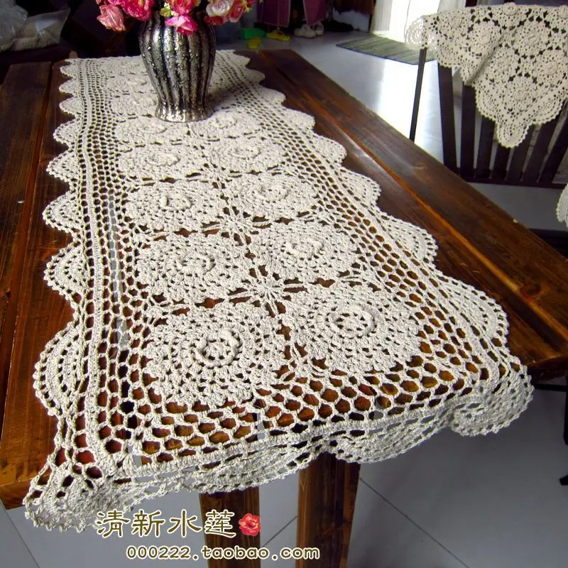 2017 new arrival  flower tea coffee table runner 100% three-dimensional flowers table cover scarf rectangle beige 3D flower mat