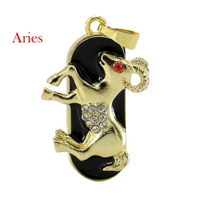 Pen drive usb 16gb 32gb, piscinas usb, gemini de cristal de metal, adorável sinal usb 2.0 u drive de doze constelações colar usb flash drive