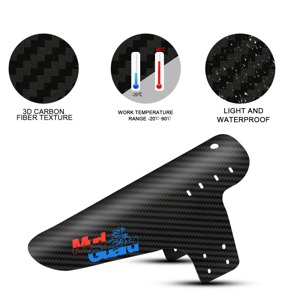 2Pcs Mountain Bike Mudguard 3D Carbon Fiber Twill MTB Fender Front/Rear Tire Wheel Universal Suitable For Disc Brake Bicycle