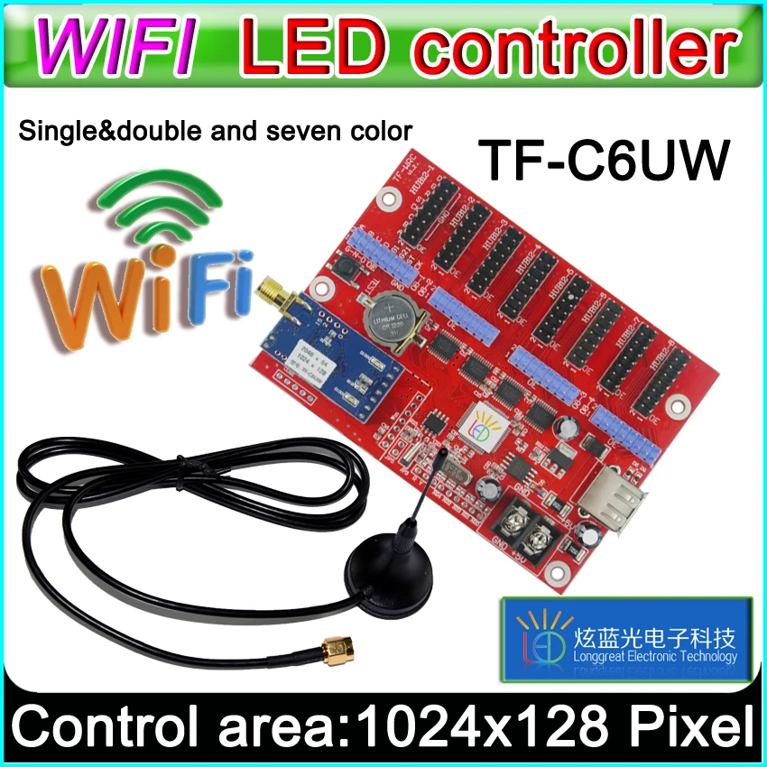 TF-C6UW wifi led Controller Card, p10 *** module Single&Dual color led signs,  conventional p10 LED display control card