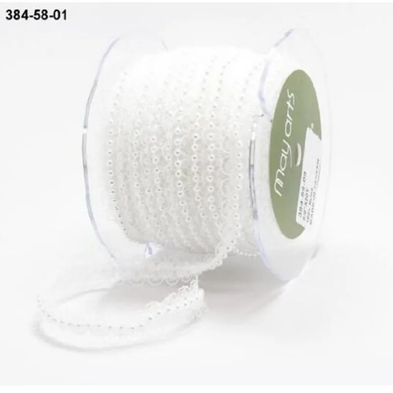 5M*  Vintage Style Lace White Pearl Ribbon Trim  Sewing craft Wedding Party Decoration (N.B. this is a cut from a roll)  7LS06